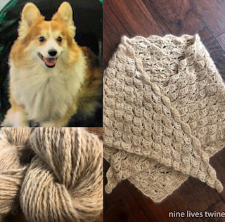 Yarn and shawl made from chiengora dog hair yarn.
